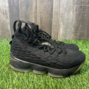 Nike LeBron 15 Black Gold Basketball Shoes Youth 6.5Y‎ 943677-007